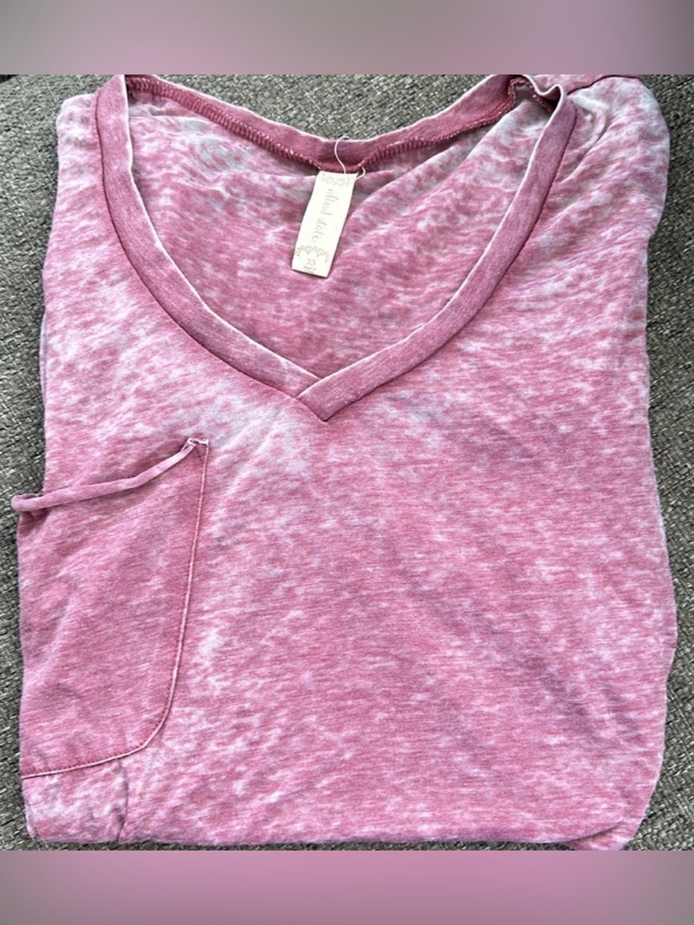 Altar'd State Pink Burnout V-Neck Pocket Tee Short Sleeve Top XS
